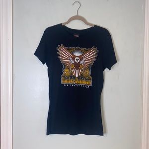 Harley-Davidson Motorcycles Black Retro Wings Missy Crew Neck T-Shirt Women Sz L